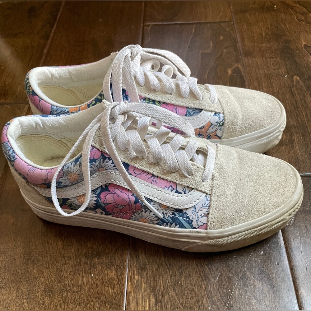 Vans Old Skool Retro Floral Suede Shoes Women's Size 5